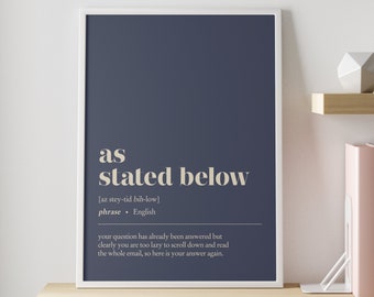 Funny office decor | As stated below - CUSTOMISABLE - illustration print | Minimalist home office decor | work from home art | office wall