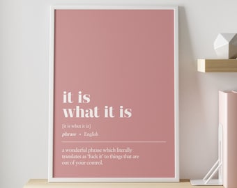 Funny office decor | It is what it is CUSTOMISABLE illustration print | Minimalist home office decor | work from home art | wall decor