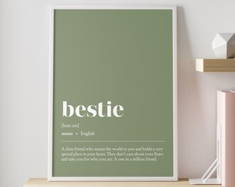 Bestie definition print | CUSTOMISABLE illustration poster print | Minimalist best friend wall art | office wall decor