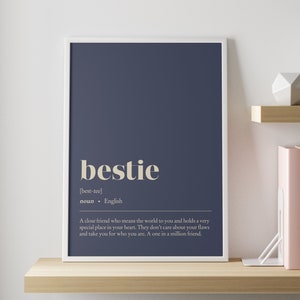 Définition bestie impression | Poster illustration PERSONNALISABLE | Art mural minimaliste meilleur ami | décoration murale de bureau