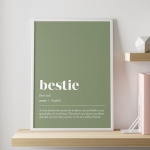 Définition bestie impression | Poster illustration PERSONNALISABLE | Art mural minimaliste meilleur ami | décoration murale de bureau