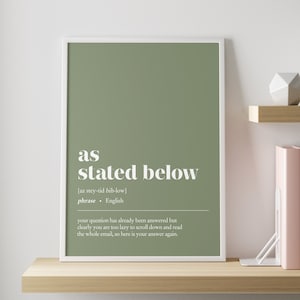 Funny office decor | As stated below - CUSTOMISABLE - illustration print | Minimalist home office decor | work from home art | office wall