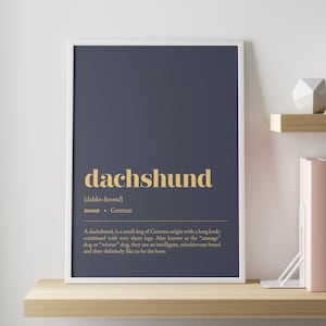 Dachshund definition print | CUSTOMISABLE dog illustration wall art | Minimalist home office decor |