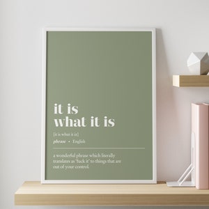 Funny office decor | It is what it is CUSTOMISABLE illustration print | Minimalist home office decor | work from home art | wall decor