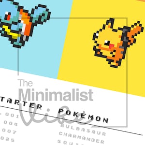 Starter Pokemon poster 8-bit Minimalist abstract style wall art print image 6