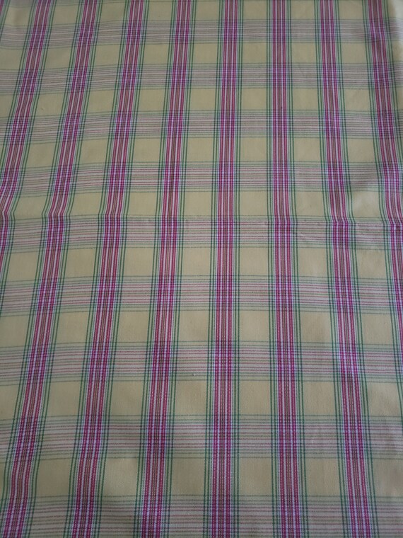 Vintage Yellow Pink Green Plaid Home Decor Fabric Etsy