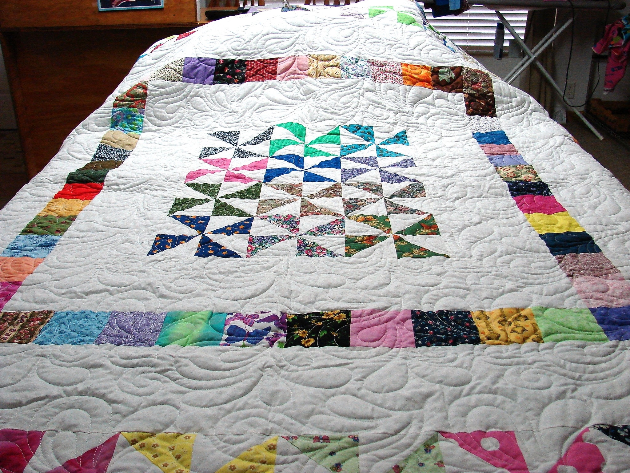 Pinwheels and Squares Queen Size Quilt Etsy