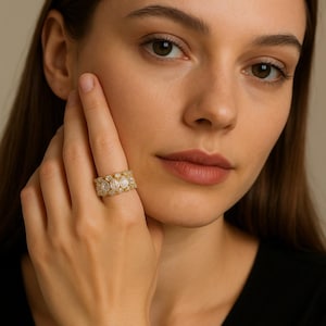 Anillo de moissanita con diamante en forma de pera, regalo de aniversario en oro de 14 quilates