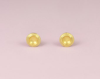 Kleine runde goldene Ohrstecker "Eukalyptus" aus 750/- Gelbgold