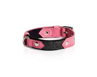 Herringbone Pink Dog Collar