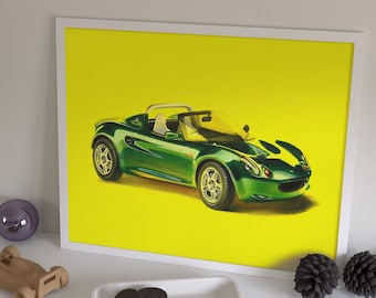 Hand-drawn Lotus Elise S1 car - A3 Poster print