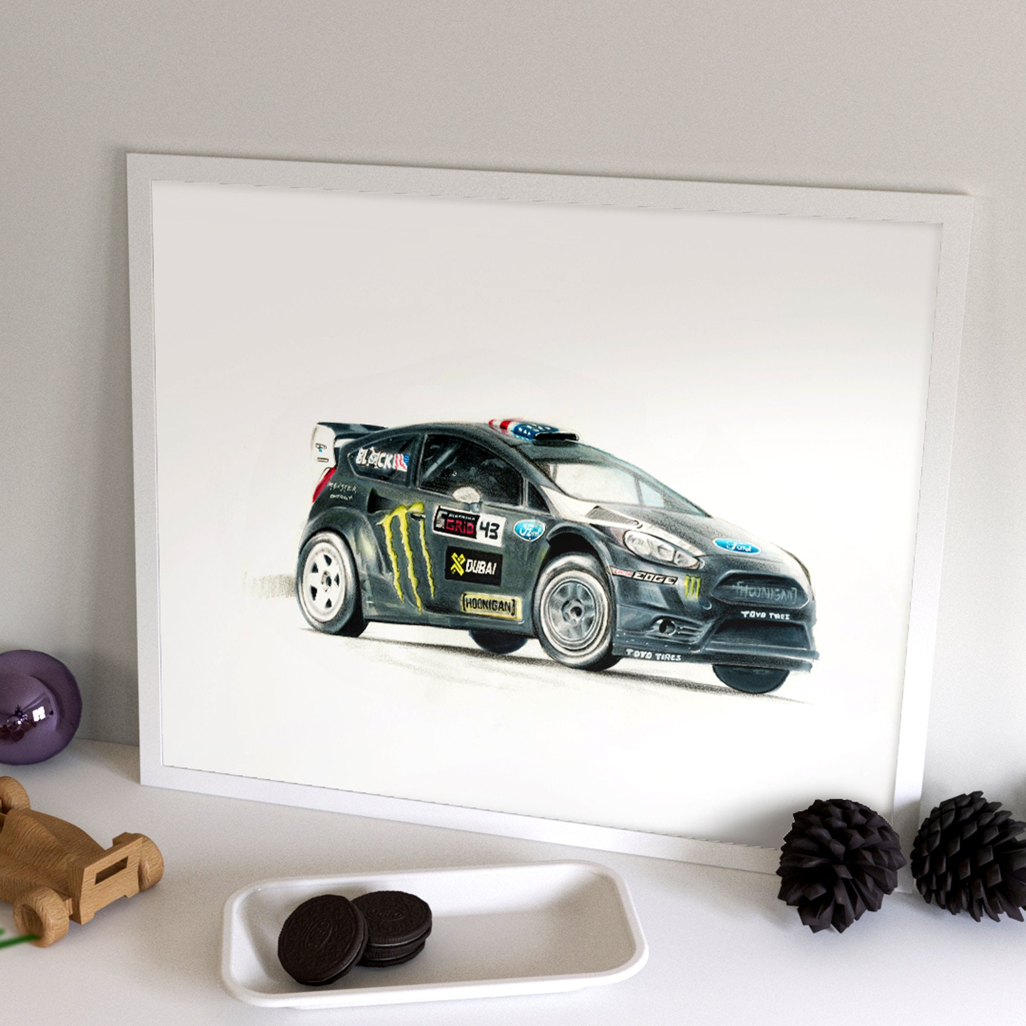 Hand-drawn Ken Block: Gymkhana 8 Fiesta - A3 poster print