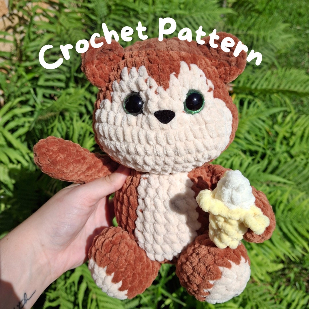 30 Banana Crochet Patterns: Play Food, Amigurumi, Pouches, and More 17 Monkey with Banana Crochet Pattern