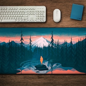 The Disappeared Desk Mat: Original Forest Artwork, Stitched Edge