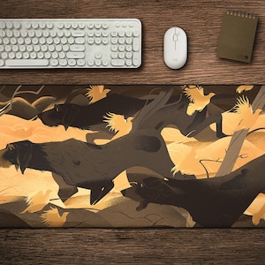 Hunting Dogs Desk Mat: Original Artwork, Stitched Edge, Giant Mouse Pad