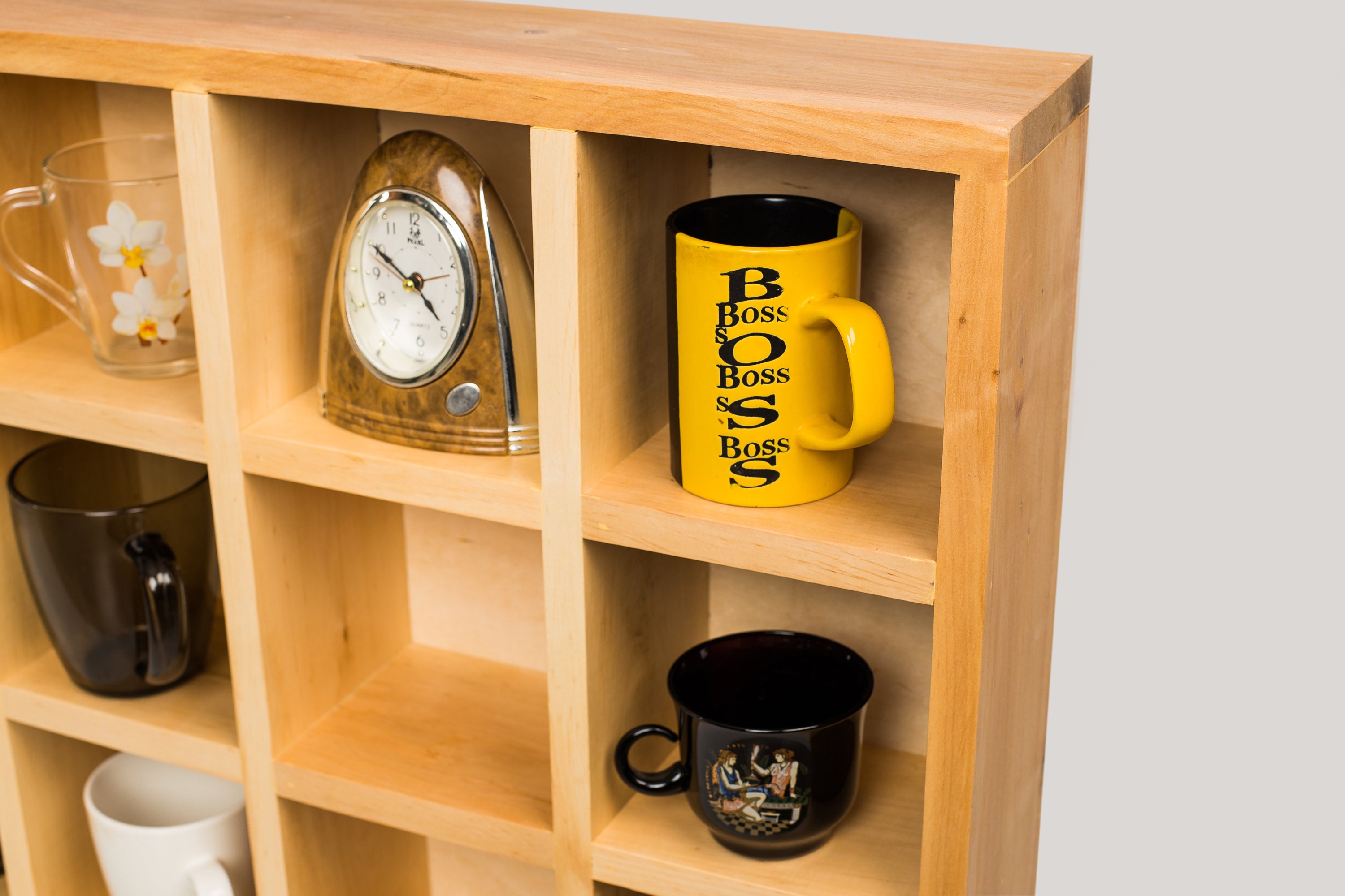 コーヒーマグ棚、ティーカップ棚、マグカップ収納棚、壁掛け棚、マグ