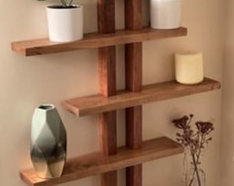 Oak plant shelf, Wooden flower shelf, Wall shelf, Hanging shelf, blumenbank holz