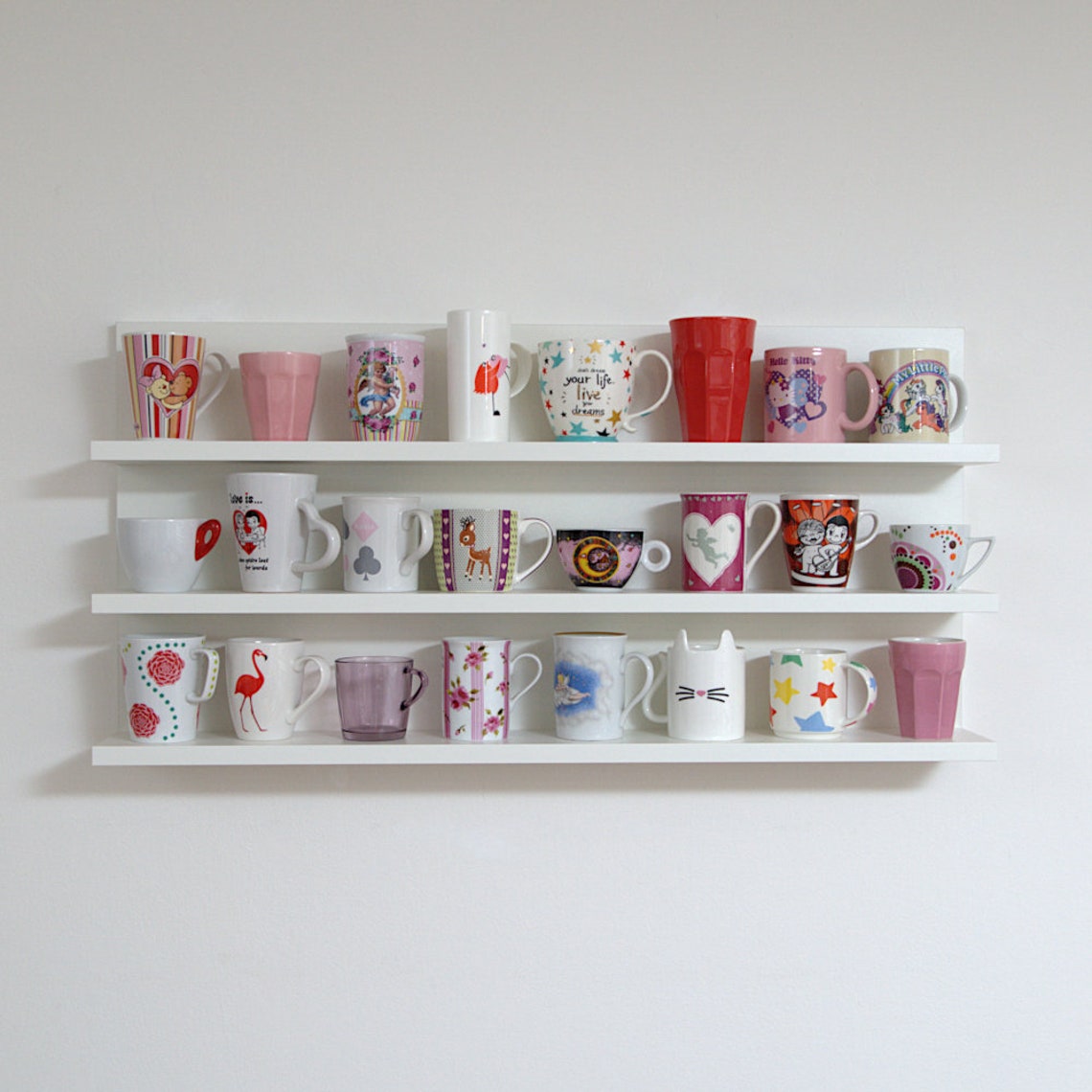 Coffee Mug Shelves, 3 Tiers, Height 17 3/4 Inc 45 Cm, Wooden Shelf for
