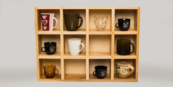 マグカップ収納棚　木製 コーヒーマグ棚、ティーカップ棚、マグカップ収納棚、壁掛け棚、マグ