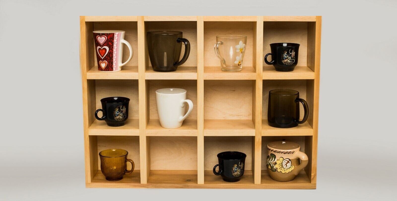 コーヒーマグ棚、ティーカップ棚、マグカップ収納棚、壁掛け棚、マグ