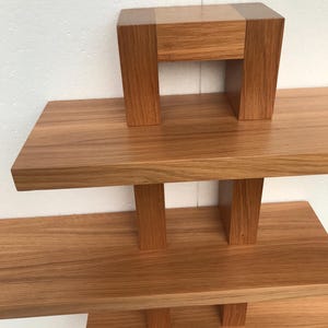 Handgemaakte eikenhouten wandplank, houten plantendisplay, art-decostijl afbeelding 5