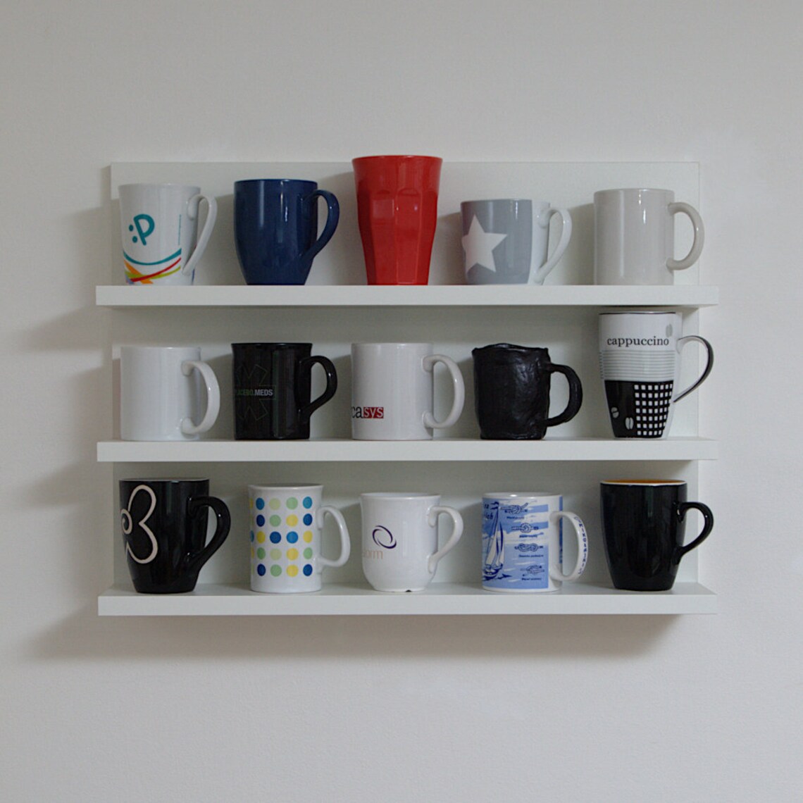 Coffee Mug Shelves, 3 Tiers, Height 17 3/4 Inc 45 Cm, Wooden Shelf for