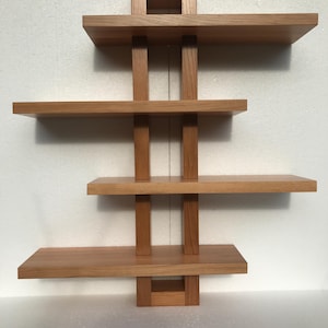 Handgemaakte eikenhouten wandplank, houten plantendisplay, art-decostijl afbeelding 2