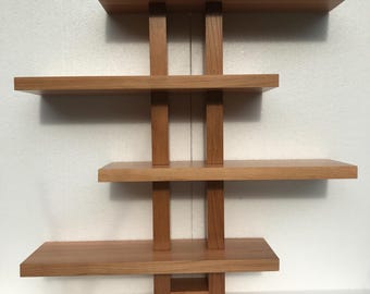 Handmade Oak Wall Shelf, Wooden Plant Display, Art Deco Style - Etsy