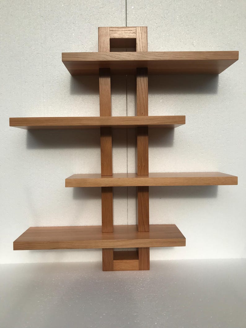 Handgemaakte eikenhouten wandplank, houten plantendisplay, art-decostijl afbeelding 2