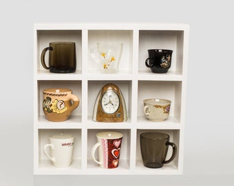 Coffee mug shelves, Tea cup shelf, Mug cubby, Wall mounted shelves, Mug wall shelf, Cup cubby, Wooden display cubby