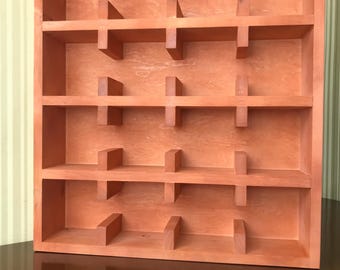 Wooden Coffee Mug Shelf, Wall Mounted Display Cubby, 16 Cup Storage (45x49cm)