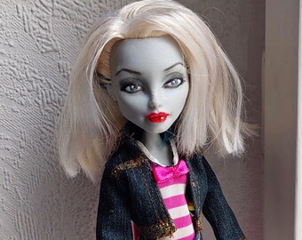 Monster High Repaint Doll "Blondie" geïnspireerd door Debbie Harry, ooak pop