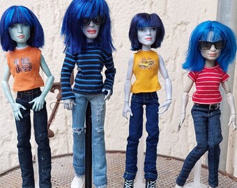 Monster High Repaint Dolls "The Ramones II." - Punkstijl New York jaren '70, Joey, Johnny, Dee Dee, Tommy