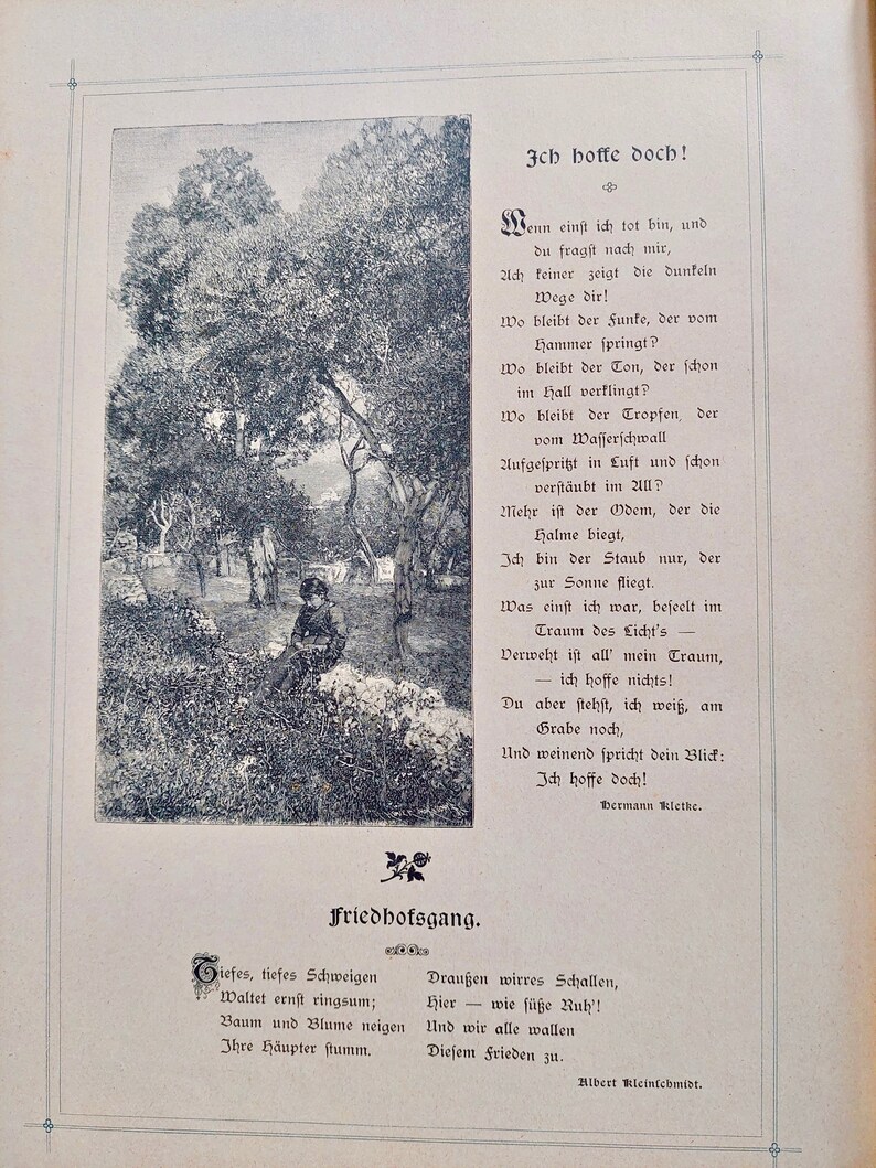 Romantischer Gedichtband zur Konfirmation, 1903 antik, Poesie, Jugendstil, Zeichnungen Bild 9