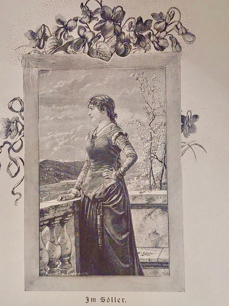 Romantischer Gedichtband zur Konfirmation, 1903 antik, Poesie, Jugendstil, Zeichnungen Bild 7