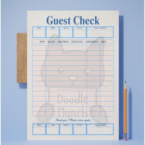 Bloco de notas de garçom de restaurante (azul) | Brincadeira de faz de conta | Download instantâneo | Montessori
