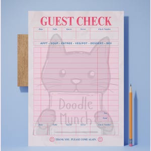 Bloco de notas de garçom de restaurante (rosa) | Brincadeira de faz de conta | Download instantâneo | Montessori