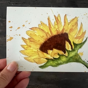 Gele zonnebloem aquarel kaarten, handgeschilderde print, zonnebloem wenskaarten, zonnebloem notitiekaarten, aquarel kaarten, Oekraïne kaarten