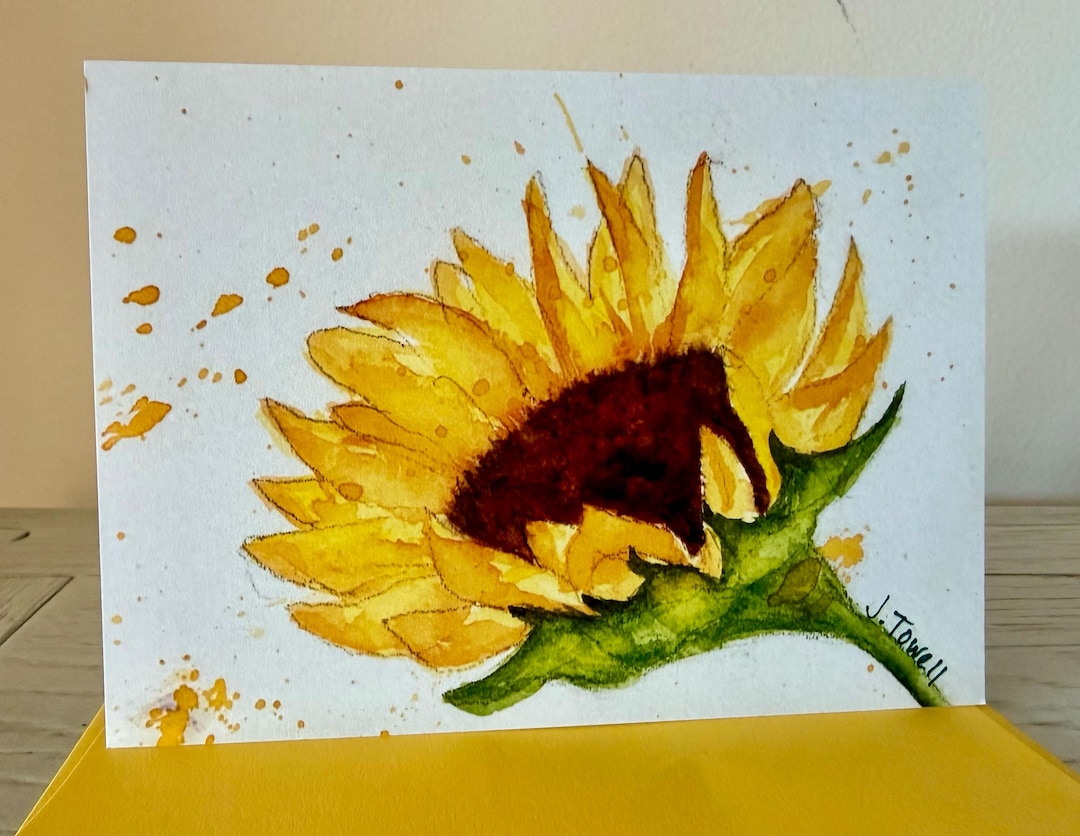 Sunflower Watercolor Note Cards: Blank Greeting Cards - Etsy