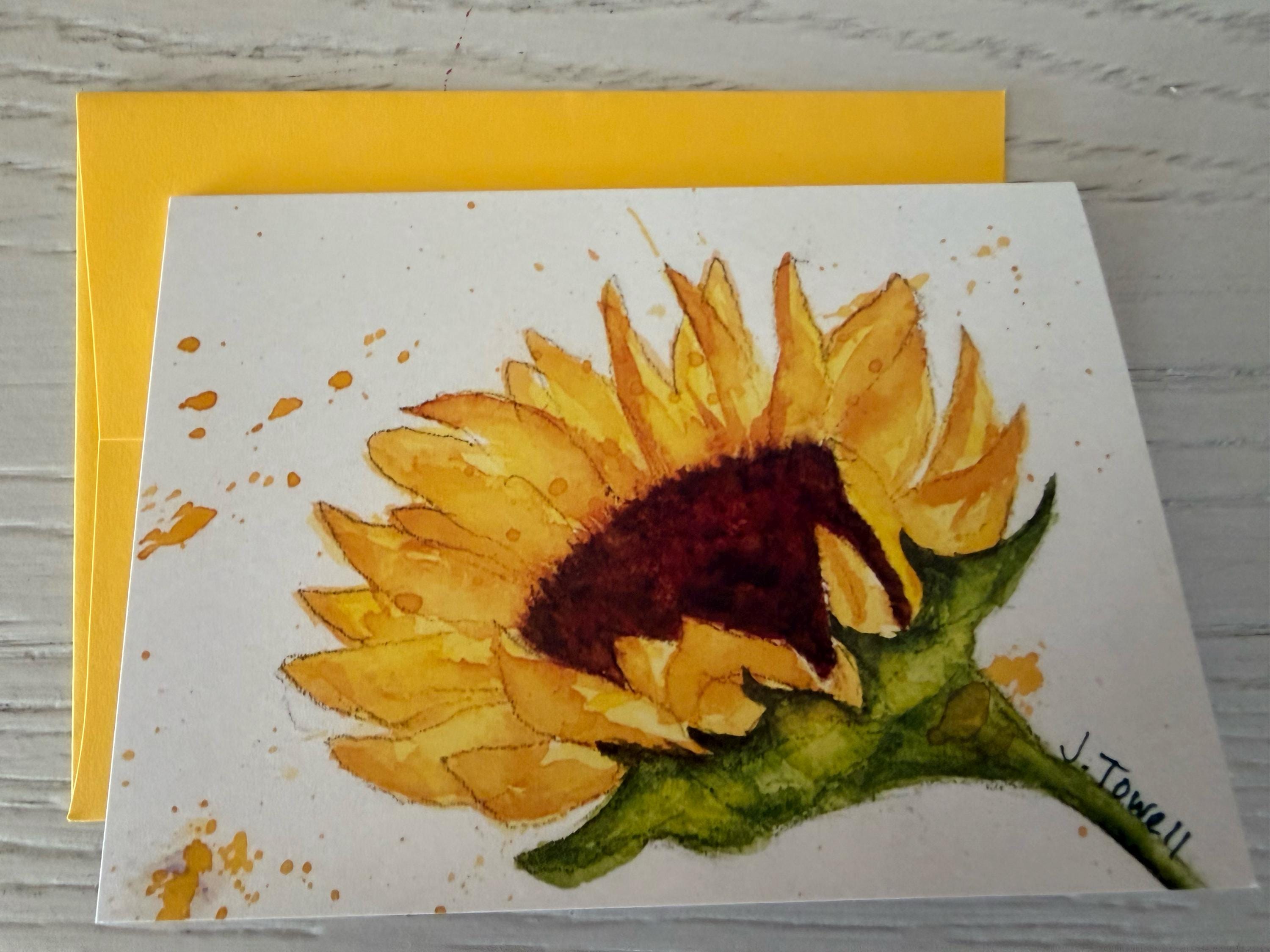Sunflower Watercolor Note Cards: Blank Greeting Cards - Etsy