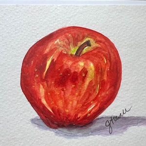 Biglietto di mela dipinto a mano, biglietto di ringraziamento, biglietto per insegnante, biglietto di mela acquerello, biglietto di apprezzamento per l'insegnante, biglietto di mela rossa