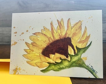 Yellow Sunflower Watercolor Cards, Sunflower Greeting Cards, Sunflower Note Cards, Watercolor Cards