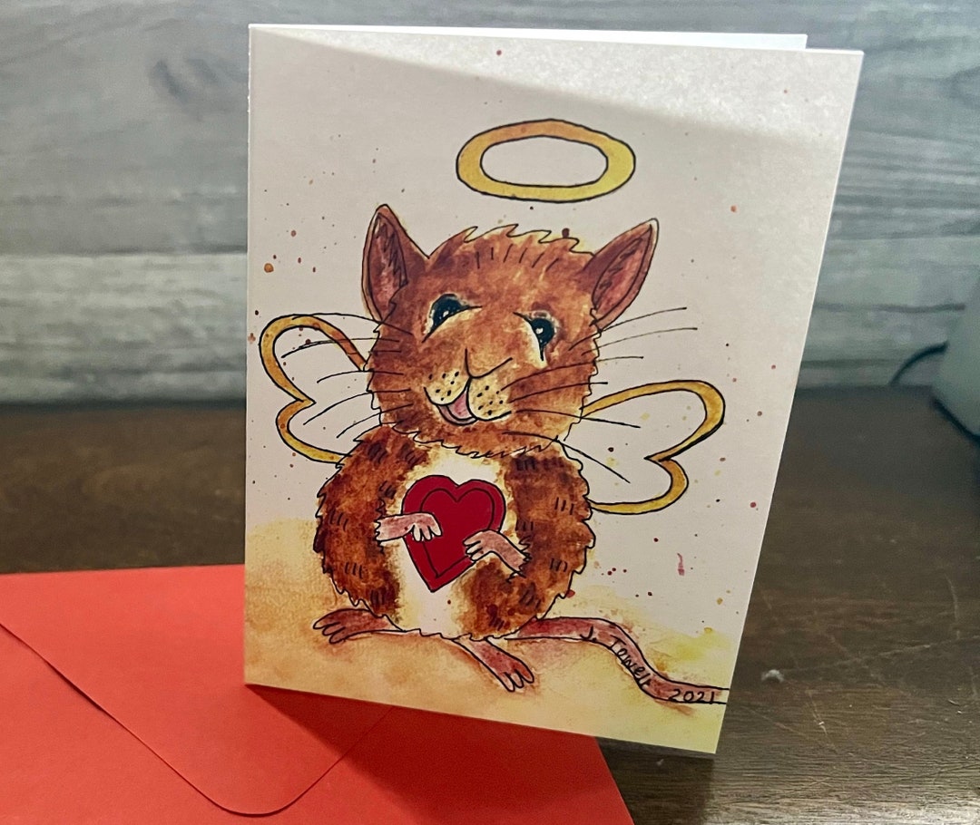 Angel Mouse Watercolor Cards, Mouse Greeting Cards, Blank Note Cards ...
