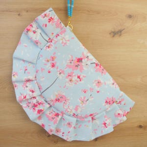 Sakura bag with ruffles with removable crystal bracelet, birthday gift.
