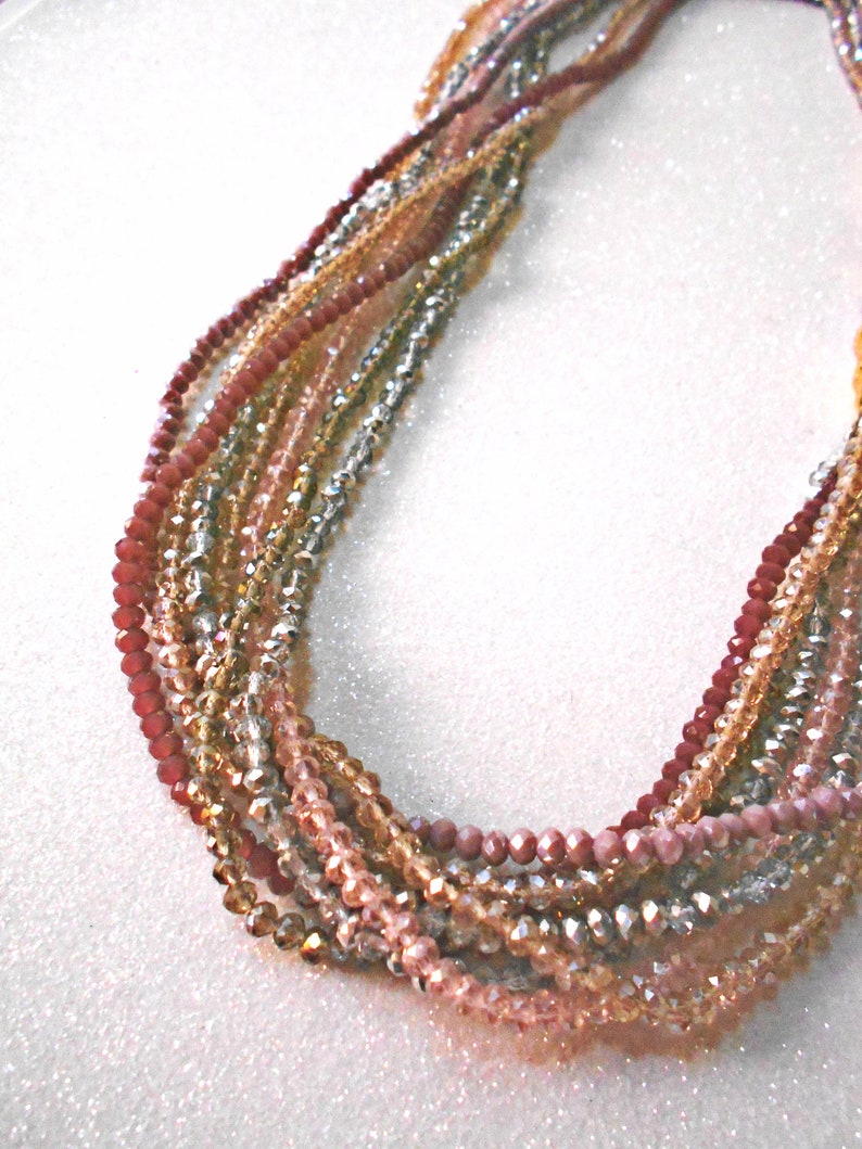 multistrand necklace beaded Purple crystal necklace long purple necklace statement necklace for women,ooak. magnetic clasp necklace