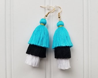 Pendientes con temática de los Carolina Panthers - Diseño degradado de 3 niveles - Algodón