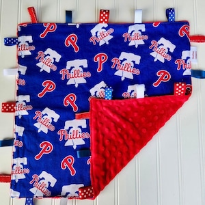 Philadelphia Phillies Themed Tag Blanket -  Small Baby Blanket