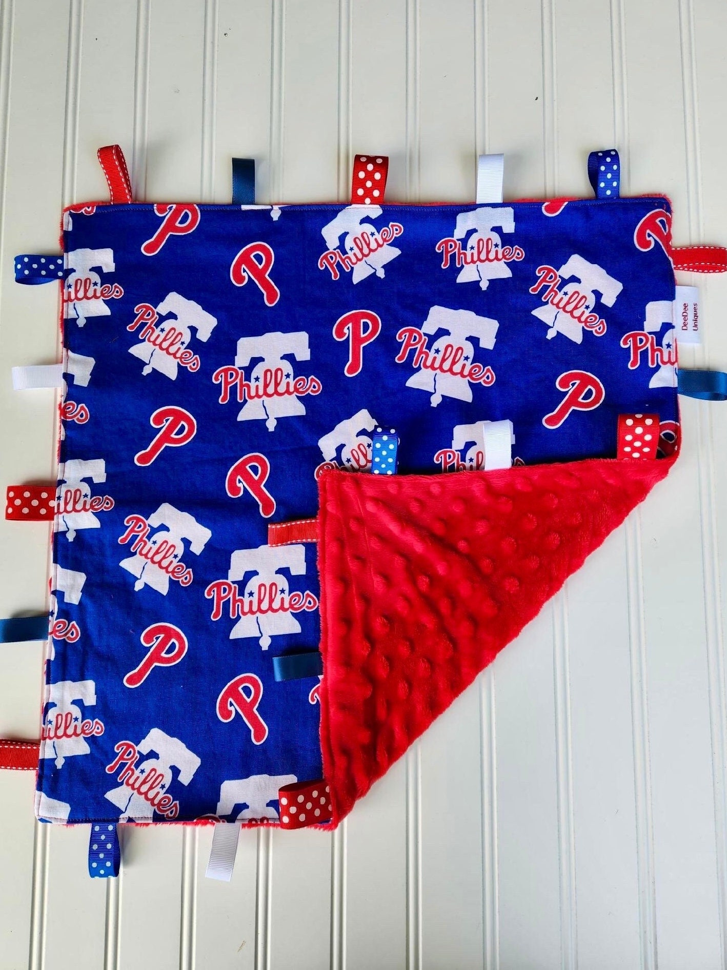 Philadelphia Phillies Themed Tag Blanket -  Small Baby Blanket
