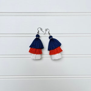 Chicago Bears Themed Earrings - 3 Tier Ombre - Cotton
