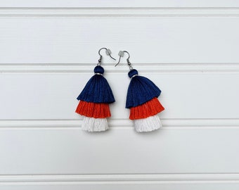 Chicago Bears Themed Earrings - 3 Tier Ombre - Cotton